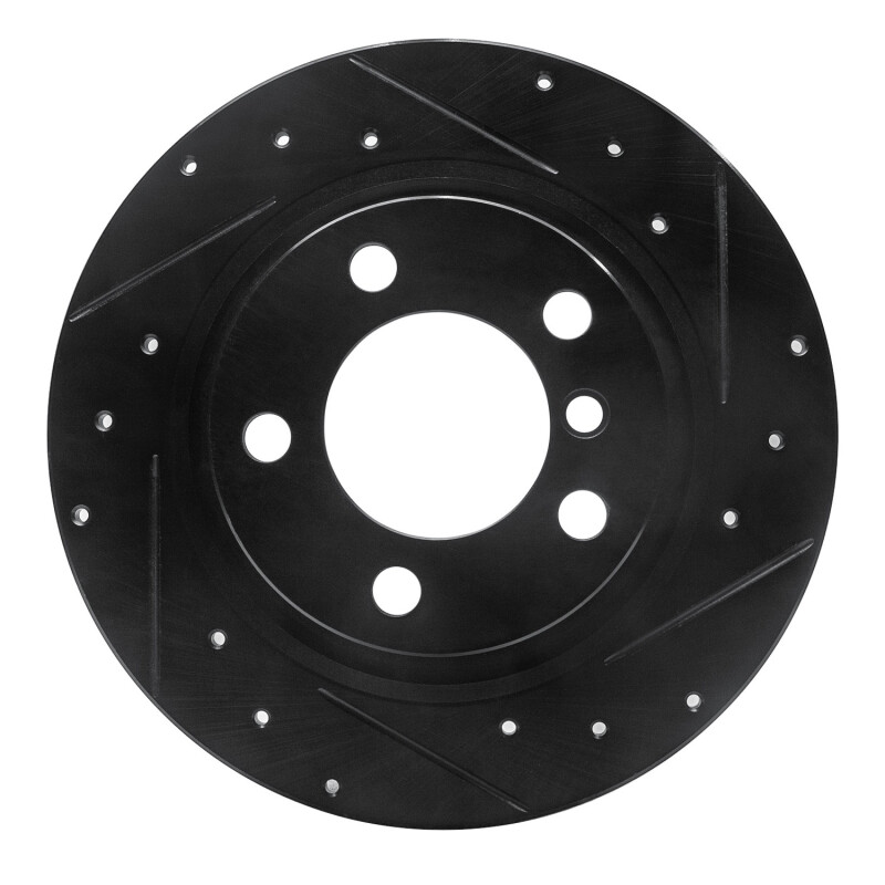 Mini Cooper Countryman Brake Rotor (1) - Rear Right - R1 Concepts - Drilled & Slotted - Black - `13-`16